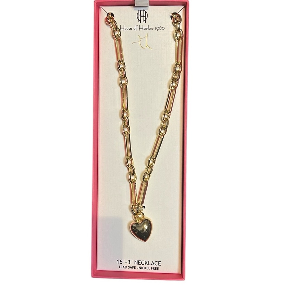 House of Harlow 1960 16” necklace with puffy heart NIB